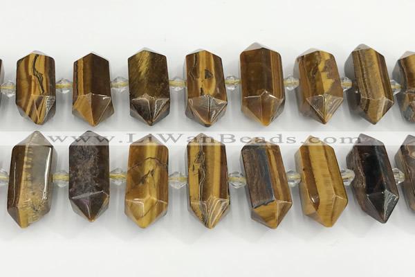 CNG8918 10*25mm - 15*30mm faceted nuggets yellow tiger eye beads