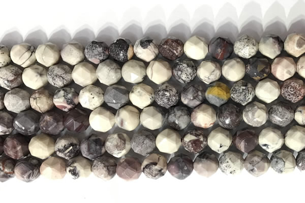 CNG9095 15.5 inches 8mm faceted nuggets purple striped jasper beads