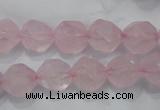 CNG921 15 inches 12mm faceted nuggets rose quartz beads