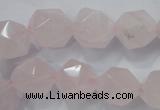 CNG922 15 inches 14mm faceted nuggets rose quartz beads