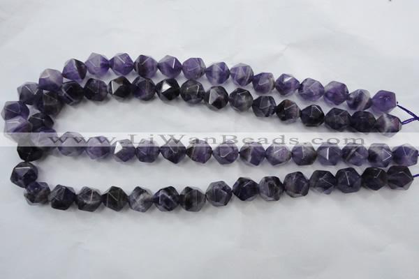 CNG930 15 inches 12mm faceted nuggets amethyst gemstone beads