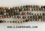 CNI376 15.5 inches 6mm round matte American picture jasper beads