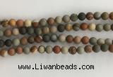 CNI377 15.5 inches 8mm round matte American picture jasper beads