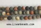 CNI380 15.5 inches 14mm round matte American picture jasper beads