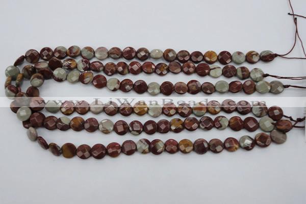 CNJ41 15.5 inches 10mm faceted coin noreena jasper beads