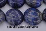 CNL1109 15.5 inches 18mm flat round lapis lazuli gemstone beads