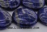 CNL1111 15.5 inches 25mm flat round lapis lazuli gemstone beads