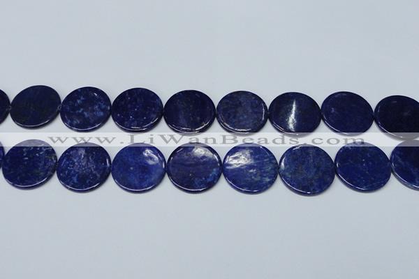 CNL1280 15.5 inches 25mm flat round natural lapis lazuli beads