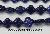 CNL1305 15.5 inches 10mm carved flower natural lapis lazuli beads