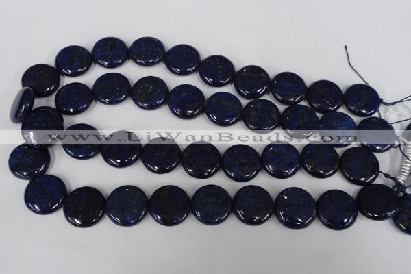 CNL456 15.5 inches 20mm flat round natural lapis lazuli beads