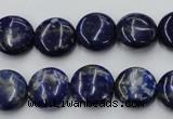 CNL732 15.5 inches 14mm flat round natural lapis lazuli gemstone beads