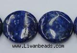 CNL737 15.5 inches 25mm flat round natural lapis lazuli gemstone beads