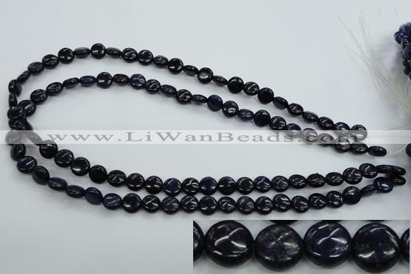 CNL922 15.5 inches 8mm flat round natural lapis lazuli gemstone beads