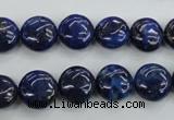 CNL924 15.5 inches 12mm flat round natural lapis lazuli gemstone beads