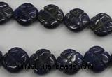 CNL993 15.5 inches 13mm carved flower natural lapis lazuli gemstone beads