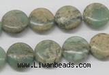 CNS10 16 inches 14mm flat round natural serpentine jasper beads