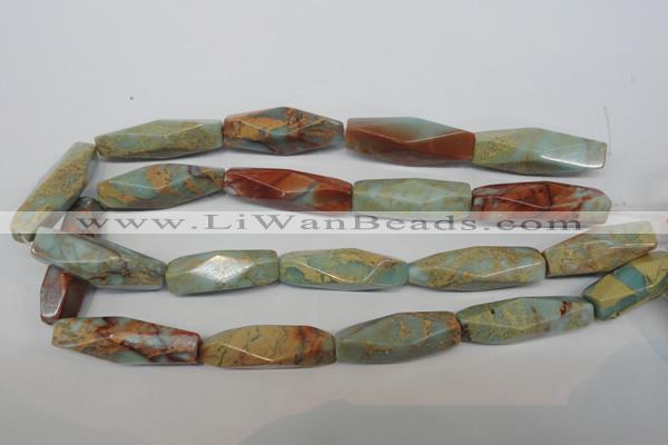 CNS134 15.5 inches 12*40mm faceted rice natural serpentine jasper beads