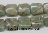 CNS16 16 inches 14*14mm square natural serpentine jasper beads