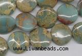 CNS161 15.5 inches 16mm flat round natural serpentine jasper beads