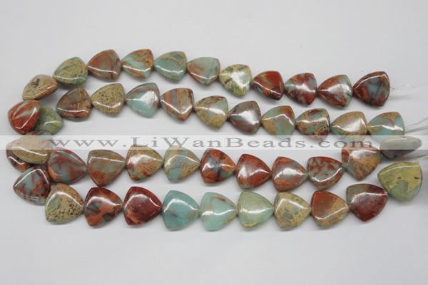 CNS184 15.5 inches 16*16mm triangle natural serpentine jasper beads