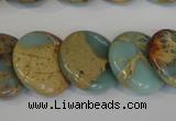 CNS192 15.5 inches 20mm flat round natural serpentine jasper beads