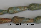 CNS201 15.5 inches 10*30mm teardrop natural serpentine jasper beads