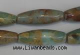 CNS204 15.5 inches 10*30mm rice natural serpentine jasper beads