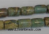 CNS205 15.5 inches 10*14mm drum natural serpentine jasper beads