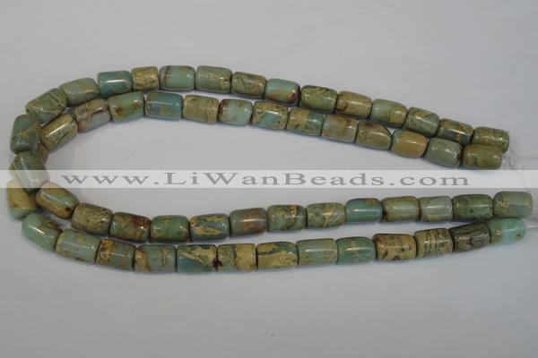 CNS205 15.5 inches 10*14mm drum natural serpentine jasper beads