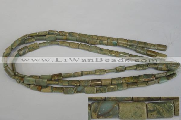 CNS215 15.5 inches 8*12mm flat tube natural serpentine jasper beads