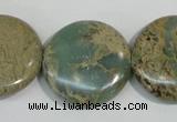 CNS234 15.5 inches 25mm flat round natural serpentine jasper beads