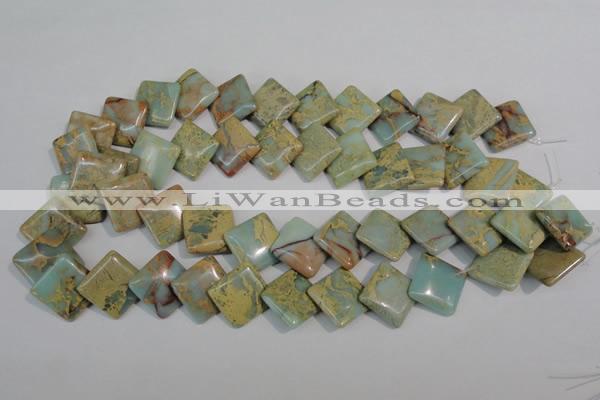 CNS265 15.5 inches 18*18mm diamond natural serpentine jasper beads