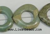 CNS272 15.5 inches 30*30mm heart donut natural serpentine jasper beads