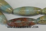 CNS278 15.5 inches 10*30mm rice natural serpentine jasper beads