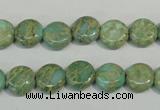 CNS280 15.5 inches 10mm flat round natural serpentine jasper beads