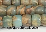 CNS306 15.5 inches 6*8mm rondelle serpentine jasper beads