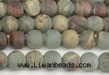 CNS344 15.5 inches 4mm round matte serpentine jasper beads