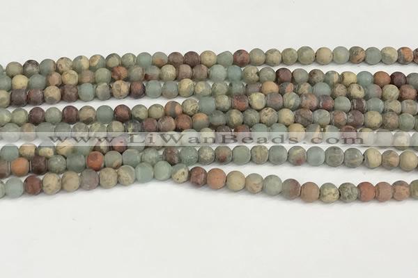 CNS345 15.5 inches 6mm round matte serpentine jasper beads