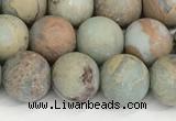 CNS348 15.5 inches 10mm round matte serpentine jasper beads