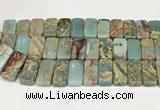 CNS353 7.5 inches 10*20mm rectangle double drilled serpentine jasper beads