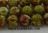 CNS604 15.5 inches 12mm round green dragon serpentine jasper beads