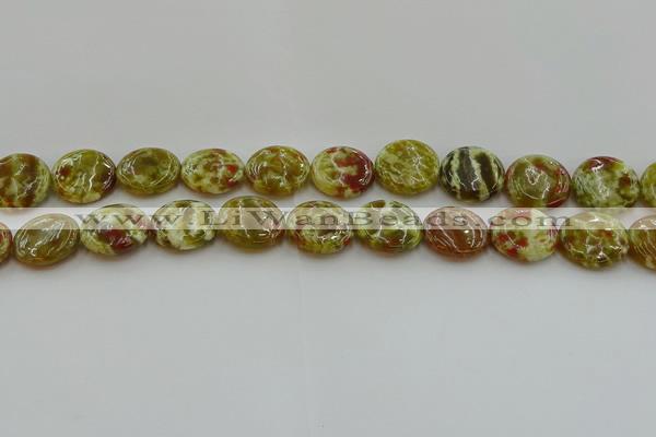 CNS625 15.5 inches 18mm flat round green dragon serpentine jasper beads