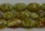 CNS631 15.5 inches 10*14mm oval green dragon serpentine jasper beads