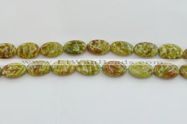 CNS634 15.5 inches 15*20mm oval green dragon serpentine jasper beads