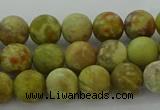 CNS651 15.5 inches 8mm round matte green dragon serpentine jasper beads