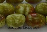 CNS664 15.5 inches 13*18mm drum green dragon serpentine jasper beads