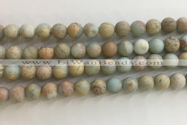 CNS708 15.5 inches 8mm round matte serpentine jasper beads