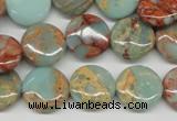 CNS80 15.5 inches 14mm flat round natural serpentine jasper beads