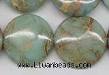 CNS84 15.5 inches 25mm flat round natural serpentine jasper beads