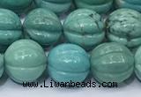 CNT540 15.5 inches 10mm carved round turquoise gemstone beads